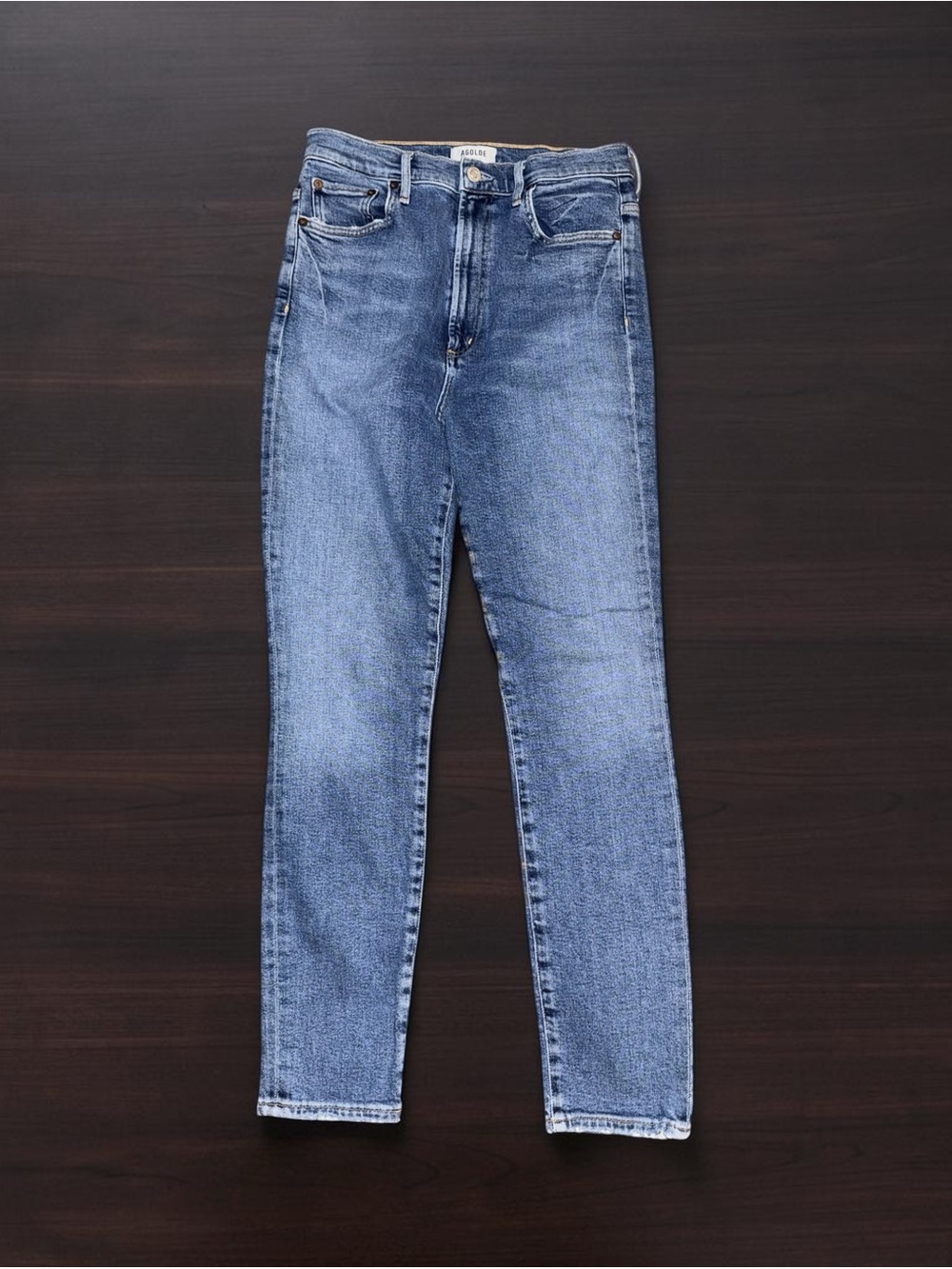 AGOLDE ANTHROPOLOGIE HIGH WAIST ULTRA HIGH RISE LIGHT BLUE WASH SKINNY JEANS